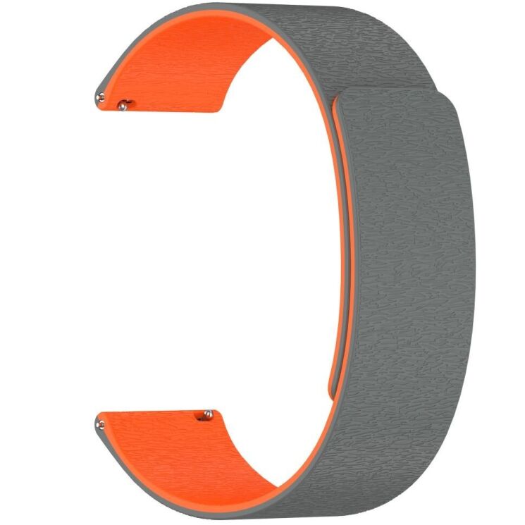 Ремешок Deexe Magnetic Silicone Strap для Huawei Watch GT 5 (46mm) - Grey / Orange: фото 2 из 6