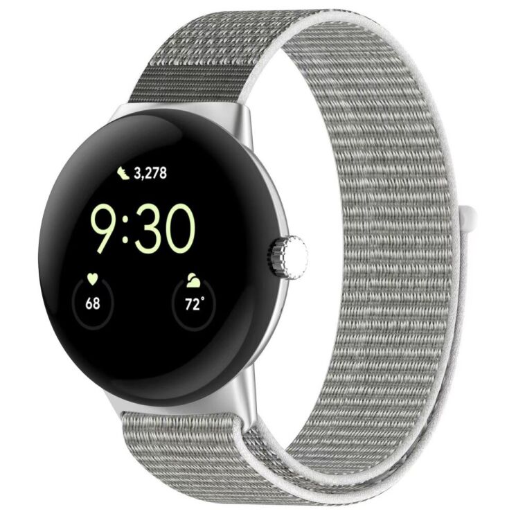 Ремешок Deexe Nylon Loop для Google Pixel Watch / Watch 2 / Watch 3 (41mm) - Grey / White: фото 2 из 4