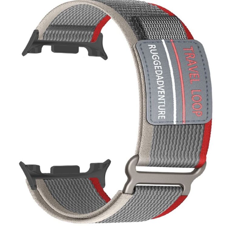 Ремінець Deexe Nylon Magic Tape для Samsung Galaxy Watch 8 (40/44mm) / 8 Classic - Red / Grey: фото 1 з 3