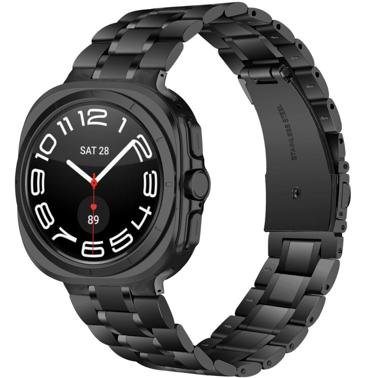 Ремешок Deexe Stainless Steel Strap для Samsung Galaxy Watch 8 (40/44mm) / 8 Classic - Black: фото 2 из 6