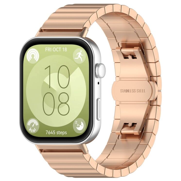 Ремінець Deexe Steel Strap для Huawei Watch Fit 3 - Rose Gold: фото 4 з 7