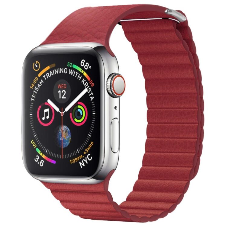 Ремінець QIALINO Magnetic Strap для Apple Watch 46 / 45 / 44 / SE 44 / 42 (Series 1-3) / Ultra / Ultra 2 - Red: фото 1 з 4
