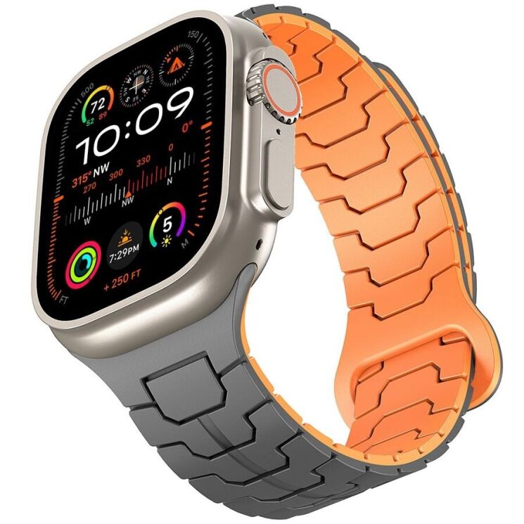 Ремінець Reframe Dragon Skin для Apple Watch 46 / 45 / 44 / SE 44 / 42 (Series 1-3) / Ultra / Ultra 2 - Grey / Orange: фото 3 з 8