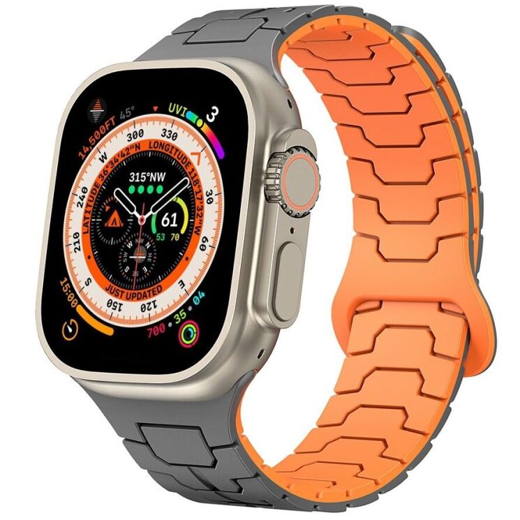 Ремінець Reframe Dragon Skin для Apple Watch 46 / 45 / 44 / SE 44 / 42 (Series 1-3) / Ultra / Ultra 2 - Grey / Orange: фото 4 з 8