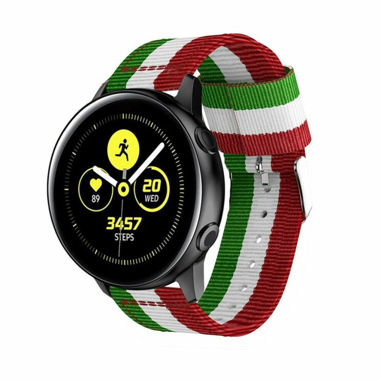 Ремінець UniCase Nylon для Samsung Watch Active / Active 2 40mm / Active 2 44mm - Red / White / Green: фото 4 з 5