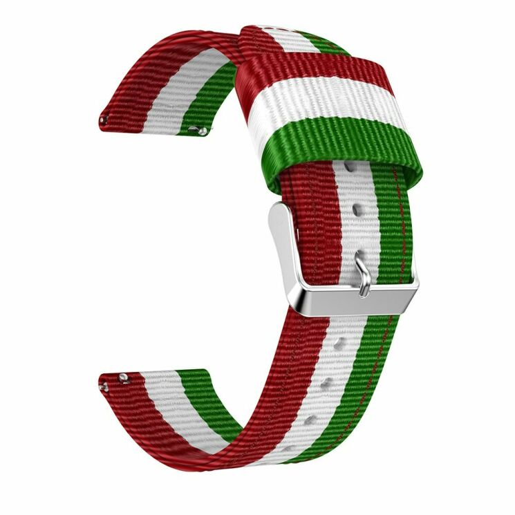 Ремінець UniCase Nylon для Samsung Watch Active / Active 2 40mm / Active 2 44mm - Red / White / Green: фото 2 з 5