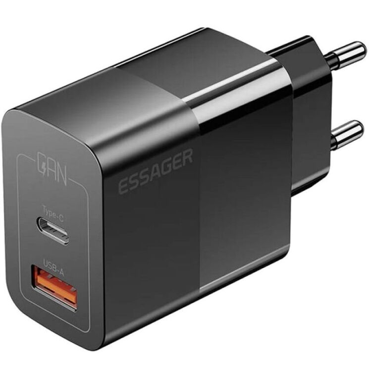 Мережевий зарядний пристрій ESSAGER Pinchen 33W (USB + Type-C) ECTAC-PCB01-P - Black: фото 2 з 15
