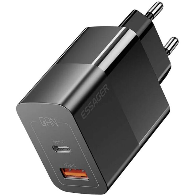 Мережевий зарядний пристрій ESSAGER Pinchen 33W (USB + Type-C) ECTAC-PCB01-P - Black: фото 3 з 15