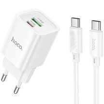 Сетевое зарядное устройство Hoco C149A PD30W + QC3.0 + кабель Type-C to Type-C - White: фото 1 из 7