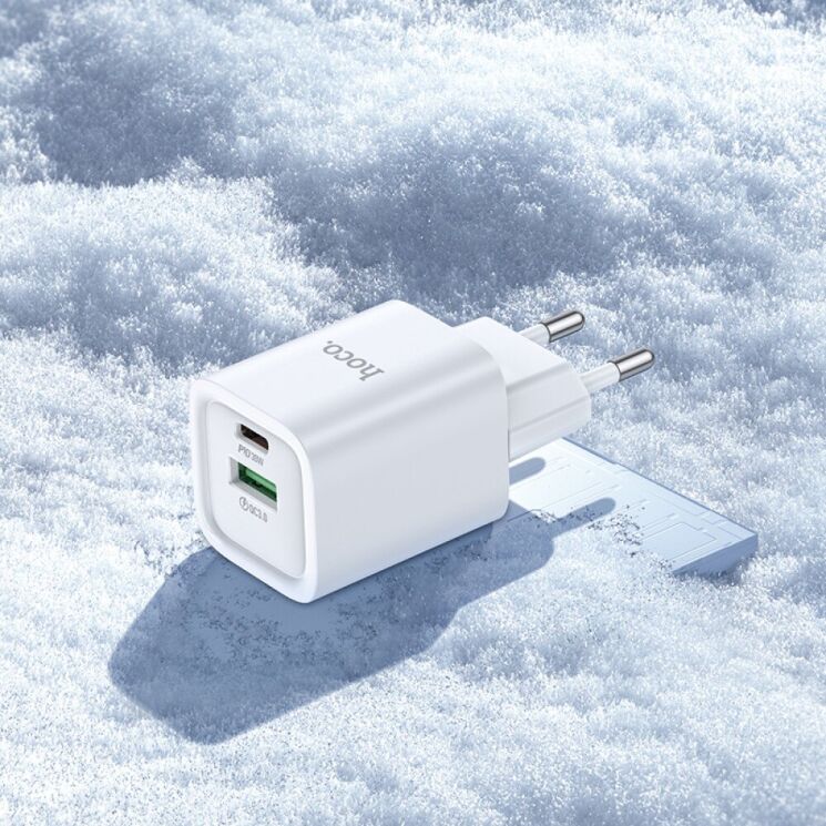 Сетевое зарядное устройство Hoco C149A PD30W + QC3.0 + кабель Type-C to Type-C - White: фото 6 из 7