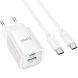 Сетевое зарядное устройство Hoco C149A PD30W + QC3.0 + кабель Type-C to Type-C - White (960194W). Фото 2 из 7