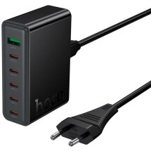 Мережевий зарядний пристрій Hoco C152A PD70W QC3.0 (5Type-C + USB) - Black: фото 1 з 9