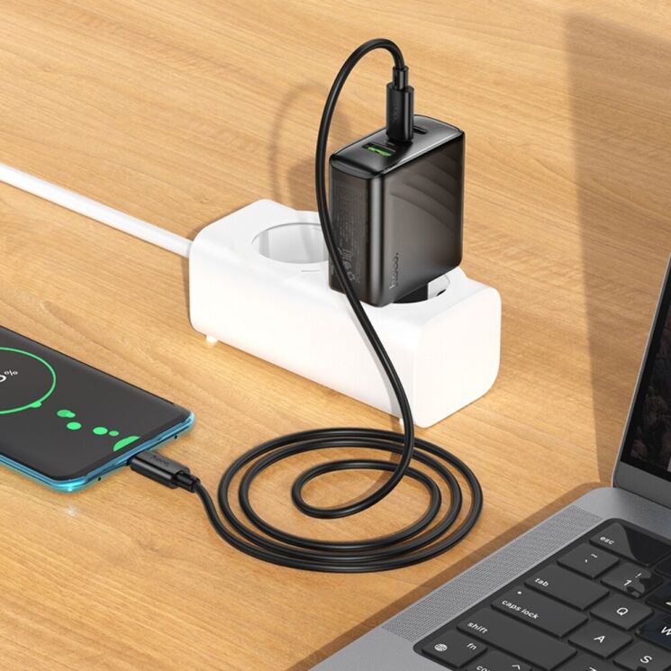 Мережевий зарядний пристрій Hoco CS26A PD45W (USB + 2Type-C) - Black: фото 9 з 9