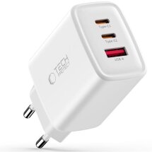 Сетевое зарядное устройство Tech-Protect Network Charger GaN 65W (2Type-C + USB) - White: фото 1 из 8