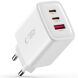 Сетевое зарядное устройство Tech-Protect Network Charger GaN 65W (2Type-C + USB) - White (995632W). Фото 1 из 8