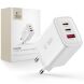 Сетевое зарядное устройство Tech-Protect Network Charger GaN 65W (2Type-C + USB) - White (995632W). Фото 5 из 8