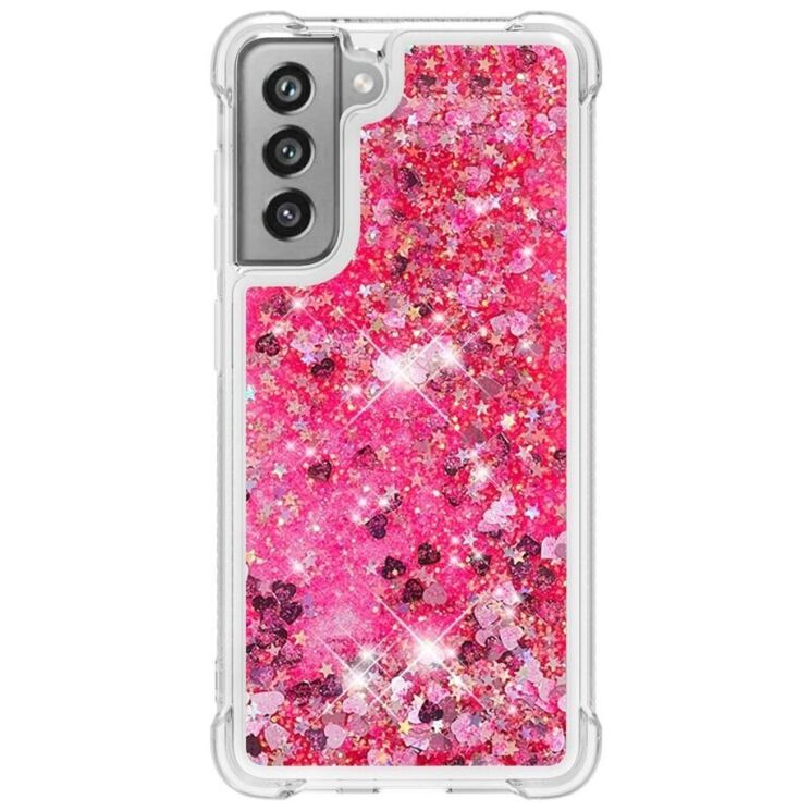 Силиконовый (TPU) чехол Deexe Liquid Glitter для Samsung Galaxy S21 FE (G990) - Pink Hearts: фото 3 из 7