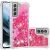 Силиконовый (TPU) чехол Deexe Liquid Glitter для Samsung Galaxy S21 FE (G990) - Pink Hearts: фото 1 из 7
