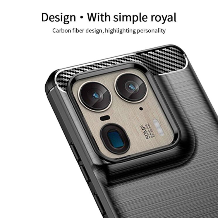 Силіконовий (TPU) чохол MOFI Carbon Fiber для Motorola Edge 50 Ultra - Black: фото 5 з 10