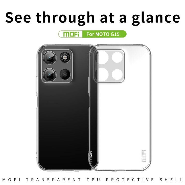 Силиконовый (TPU) чехол MOFI Thin Guard для Motorola Moto G15 - Transparent: фото 4 из 11