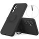 Силиконовый (TPU) чехол с кольцом Deexe Color Shell для Samsung Galaxy A37 (A376) - Black (406018B). Фото 1 из 8