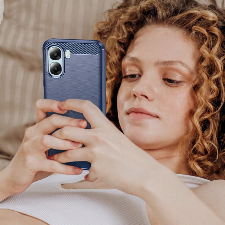 Силиконовый (TPU) чехол UniCase Carbon для OPPO A6x - Black: фото 7 из 8