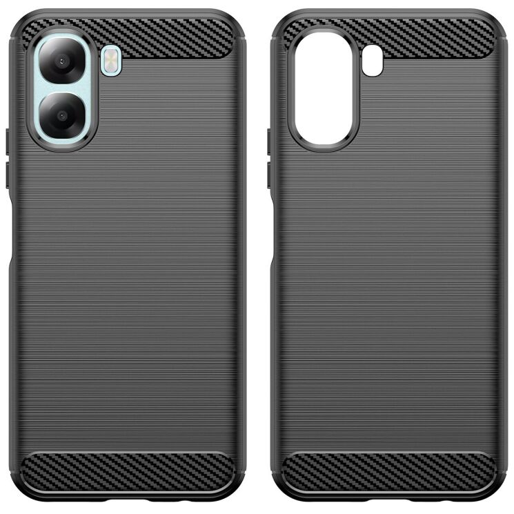 Силиконовый (TPU) чехол UniCase Carbon для OPPO A6x - Black: фото 2 из 8