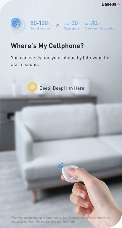 Трекер Baseus T2 Pro Smart Device Tracker (FMTP000002) - White: фото 10 з 24