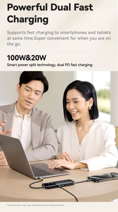 Type-C HUB Baseus Dual Fast Charging 6 in 1 B0007090 - Cosmic Black: фото 8 з 27