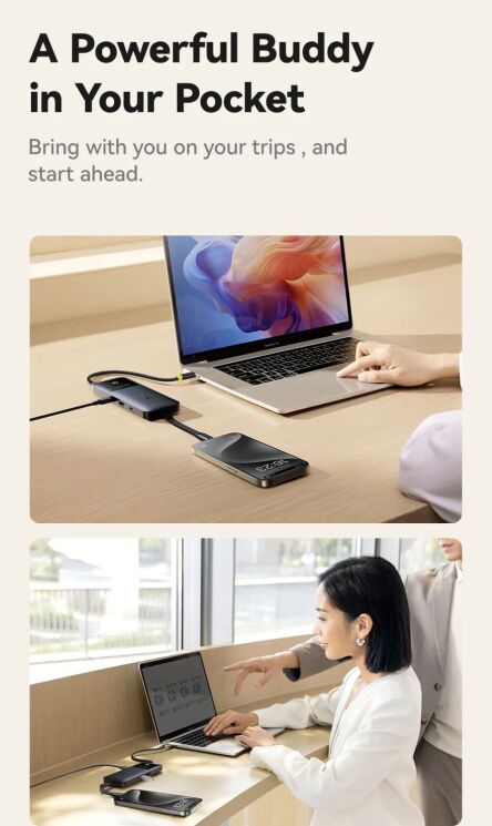 Type-C HUB Baseus Dual Fast Charging 6 in 1 B0007090 - Cosmic Black: фото 11 з 27