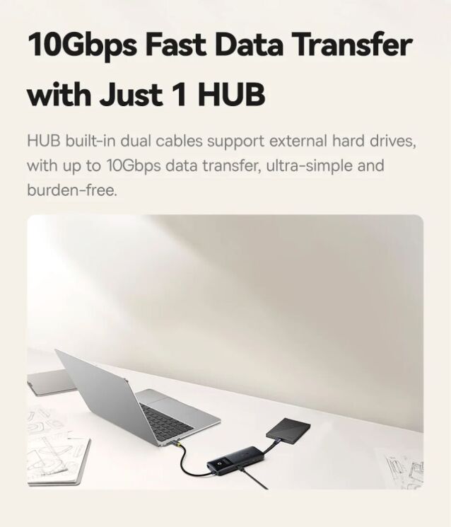 Type-C HUB Baseus Dual Fast Charging 6 in 1 B0007090 - Cosmic Black: фото 10 з 27