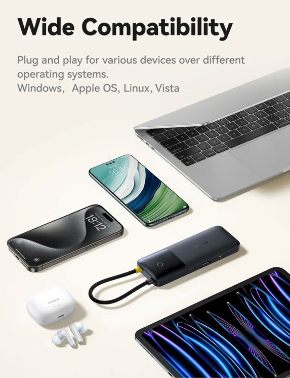 Type-C HUB Baseus Dual Fast Charging 6 in 1 B0007090 - Cosmic Black: фото 19 з 27