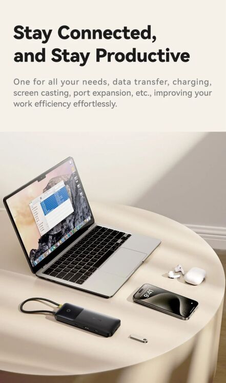 Type-C HUB Baseus Dual Fast Charging 6 in 1 B0007090 - Cosmic Black: фото 15 з 27