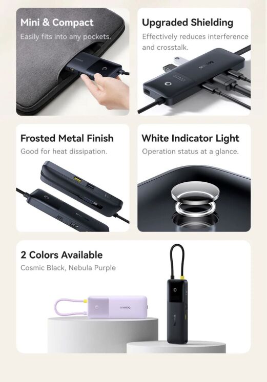Type-C HUB Baseus Dual Fast Charging 6 in 1 B0007090 - Cosmic Black: фото 18 з 27