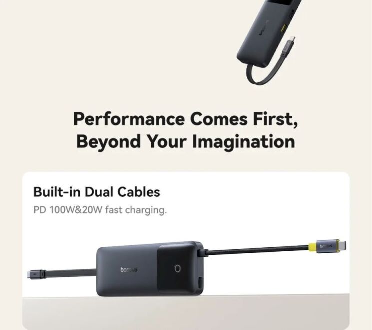 Type-C HUB Baseus Dual Fast Charging 6 in 1 B0007090 - Cosmic Black: фото 6 з 27
