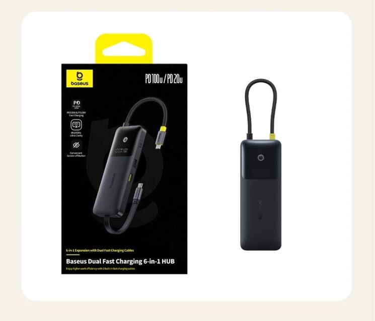Type-C HUB Baseus Dual Fast Charging 6 in 1 B0007090 - Cosmic Black: фото 26 з 27