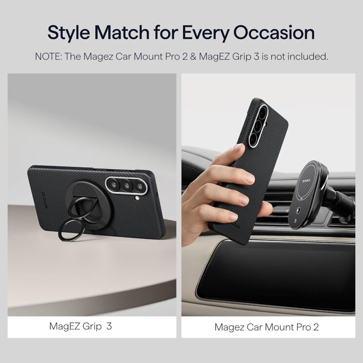 Ультратонкий чехол Pitaka Edge Ultra-Slim Case для Samsung Galaxy S26 Plus (S947) KS2601S - 600D Black / Grey (Twill): фото 16 из 17