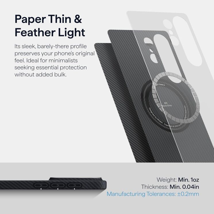 Ультратонкий чехол Pitaka Edge Ultra-Slim Case для Samsung Galaxy S26 Plus (S947) KS2601S - 600D Black / Grey (Twill): фото 14 из 17