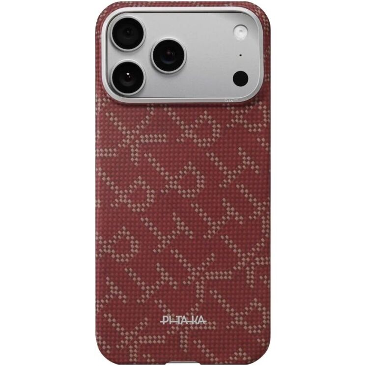 Ультратонкий чохол Pitaka Ultra-Slim Case для iPhone 17 Pro (KI1702PTK) - Red / Gold (389115RF) Ультратонкий чохол Pitaka Ultra-Slim Case для iPhone 17 Pro (KI1702PTK) - Red / Gold: фото 1 з 11