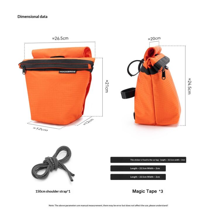 Велосипедная сумка ROCKBROS W20 Nylon Bag - Orange: фото 11 из 11