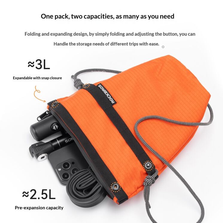 Велосипедная сумка ROCKBROS W20 Nylon Bag - Orange: фото 3 из 11