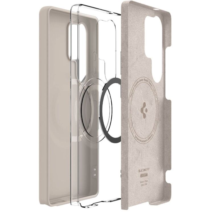 Защитная накладка Spigen (SGP) Silicone Fit (MagFit) для Samsung Galaxy S25 Ultra (S938) ACS09165 - Natural Titanium: фото 8 из 24