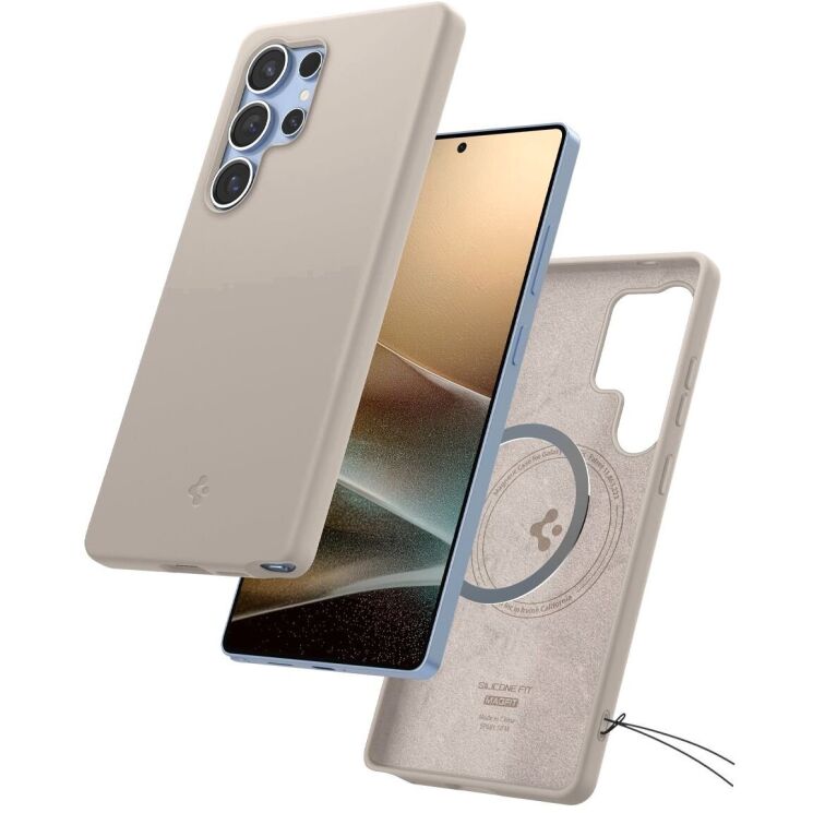 Защитная накладка Spigen (SGP) Silicone Fit (MagFit) для Samsung Galaxy S25 Ultra (S938) ACS09165 - Natural Titanium: фото 10 из 24