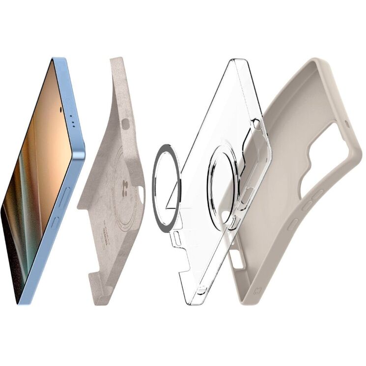 Защитная накладка Spigen (SGP) Silicone Fit (MagFit) для Samsung Galaxy S25 Ultra (S938) ACS09165 - Natural Titanium: фото 7 из 24