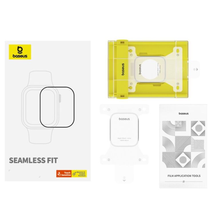 Защитная пленка BASEUS Seamless Fit для Apple Watch 45 mm (7 / 8 / 9 Series) - Black: фото 3 из 5