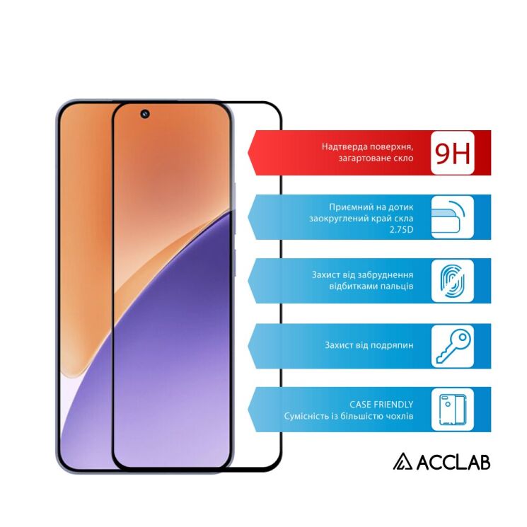 Защитное стекло ACCLAB Full Glue для Xiaomi 15 - Black: фото 3 из 7
