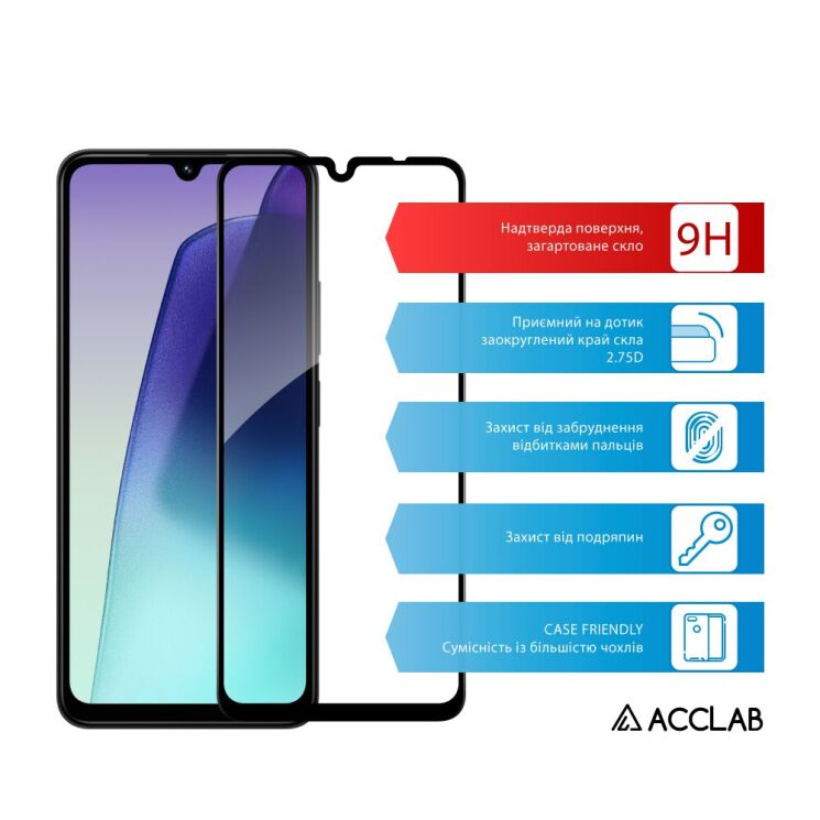 Захисне скло ACCLAB Full Glue для Xiaomi Redmi 14C / Redmi A4 5G / Poco C75 - Black: фото 3 з 7