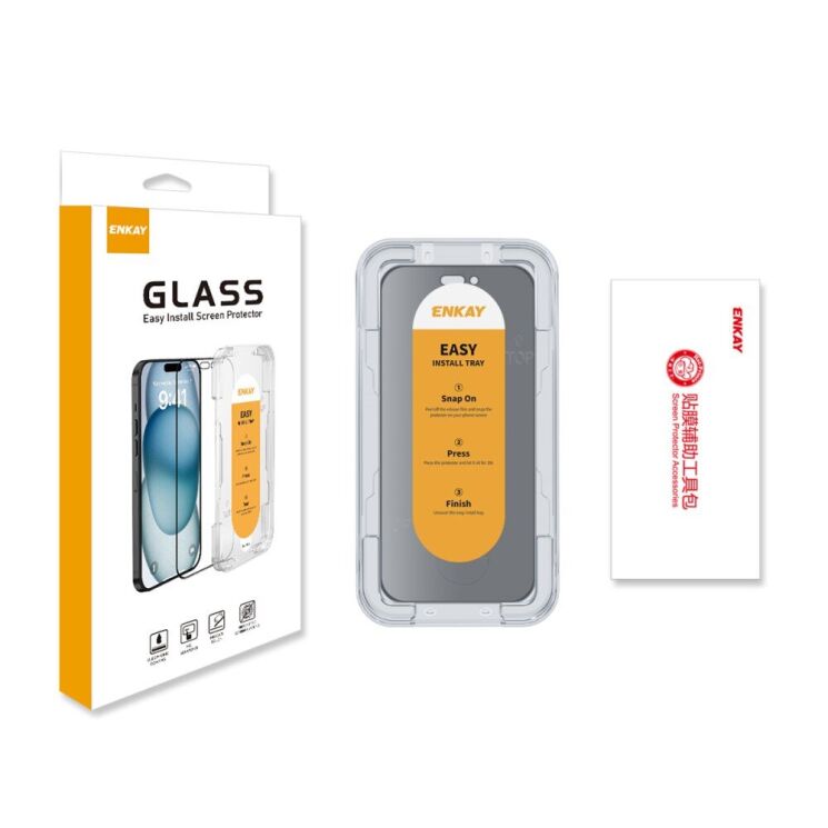 Защитное стекло ENKAY Privacy для Apple iPhone 15 - Black: фото 9 из 9