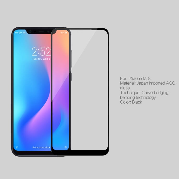 Захисне скло NILLKIN 3D CP+ MAX для Xiaomi Mi 8 / Mi 8 Pro / Mi 8 Explorer Edition - Black: фото 3 з 9