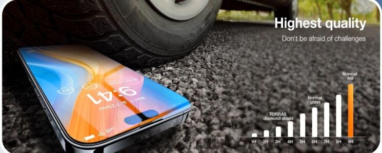 Захисне скло TORRAS Install Full Glue для Apple iPhone 15 / 14 Pro - Black: фото 7 з 9